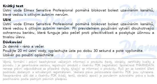 Příbalový leták - Elmex Sensitive Professional ústní voda 400ml
