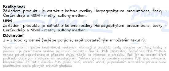 Příbalový leták - Edenpharma Čertův dráp+MSM 60 kapslí