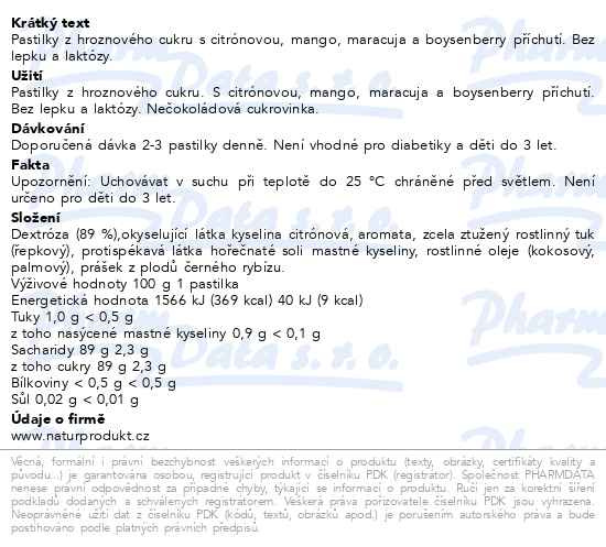 Příbalový leták - Intact hroznový cukr Tropic-mix 100g