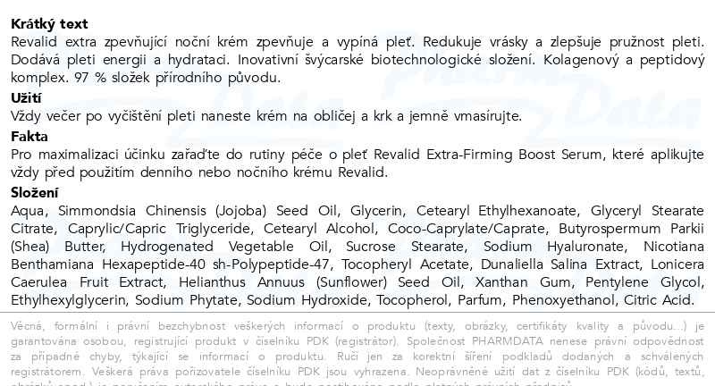 Příbalový leták - Revalid Extra-Firming Night Cream 50ml