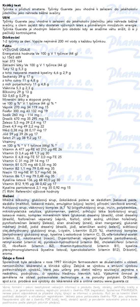 Příbalový leták - Guareta tyčinka s příchutí smetany 44g