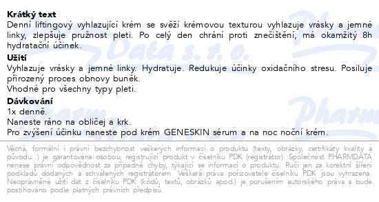 Příbalový leták - ISISPHARMA Geneskin lifting.vyhlazující krém 50ml