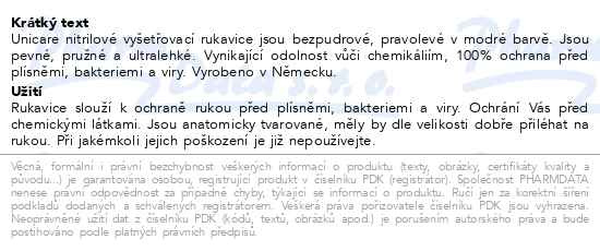Příbalový leták - Rukavice nitrilové  Unicare vel.L 100ks