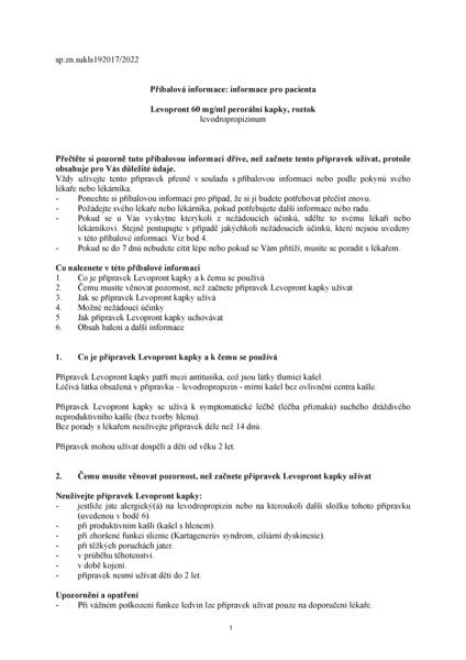 Příbalový leták (SUKL) - Levopront 60mg/ml kapky 15ml