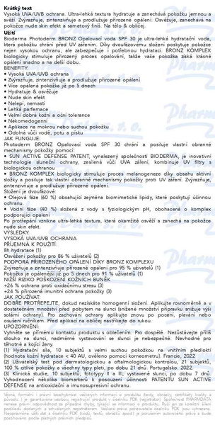 Příbalový leták - BIODERMA Photoderm BRONZ Opalovací voda SPF 30 pro bronzové opálení 200 ml