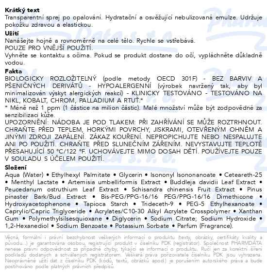 Příbalový leták - RILASTIL SUN transparentní sprej po opalování 200ml