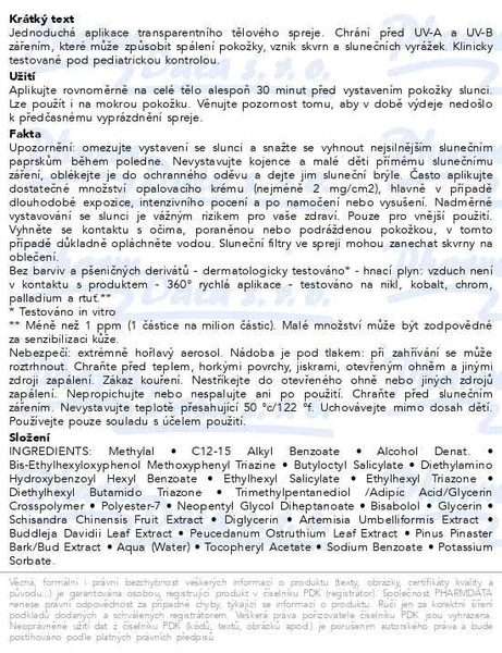 Příbalový leták - RILASTIL SUN dětský transparentní sprej SPF 50+ 200ml