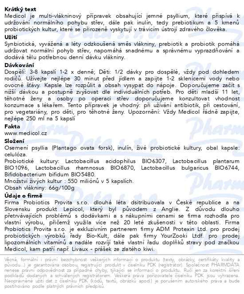 Příbalový leták - Medicol vláknina/živé kultury cps.220
