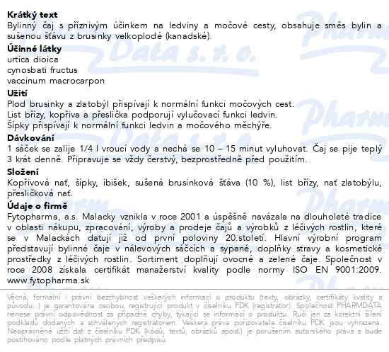 Příbalový leták - Nephrosal+brusinky bylinný čaj 20x1.5g Fytopharma