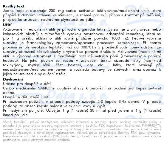 Příbalový leták - Carbo medicinalis SANO cps.20