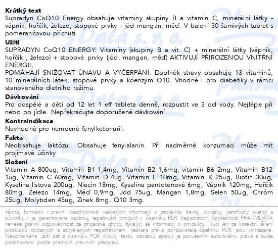 Příbalový leták - Supradyn CoQ10 Energy 30 šumivých tablet