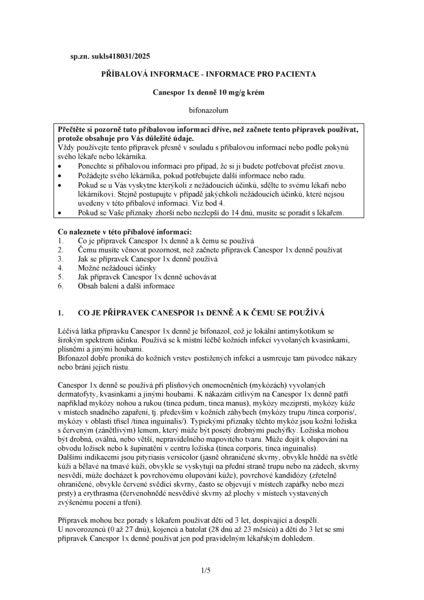 Příbalový leták (SUKL) - Canespor 1x denně 10mg, krém 15g