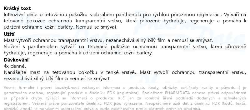Příbalový leták - Bepanthen Tattoo mast 30g