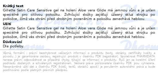 Příbalový leták - Satin Care Sensitive Aloe vera gel na holení 200ml