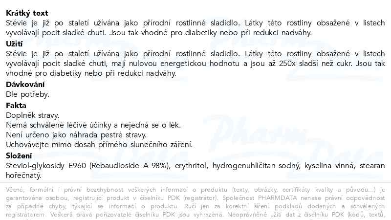 Příbalový leták - Allnature Stévie tbl.1000
