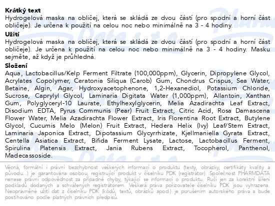 Příbalový leták - Biodance zklidňující a hydratační pleť.maska 34g