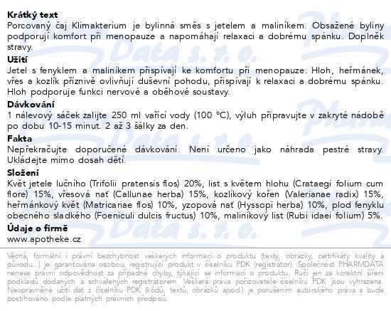 Příbalový leták - Apotheke FAF UK Klimakterium čaj 20x2g
