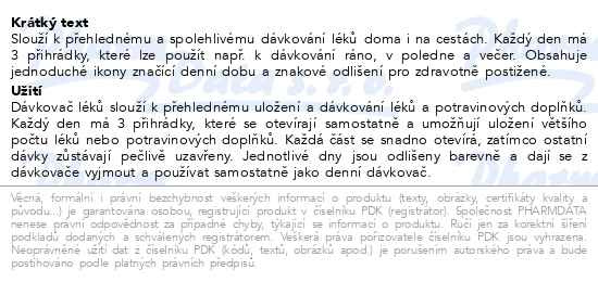 Příbalový leták - Dávkovač léků OBZOR typ 09 týdenní duhový