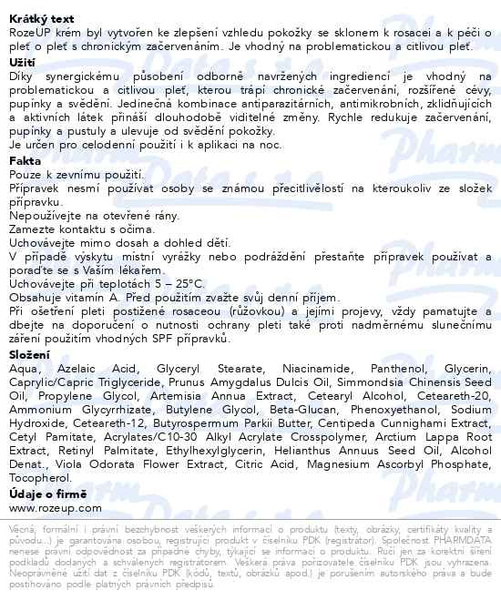 Příbalový leták - RozeUP krém 30ml