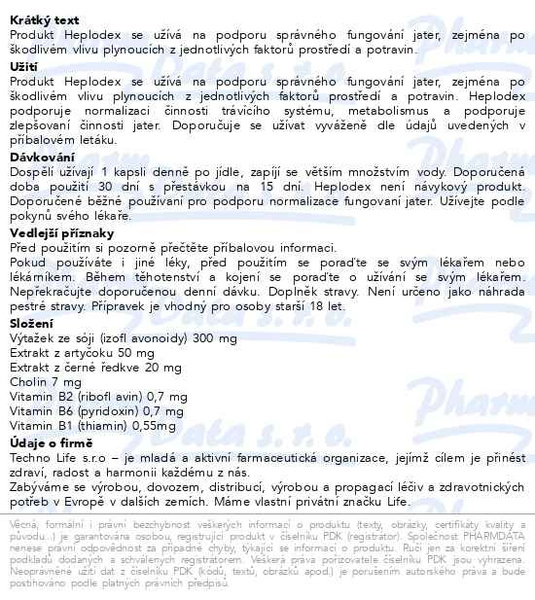 Příbalový leták - Heplodex 40 kapslí Healthy Life