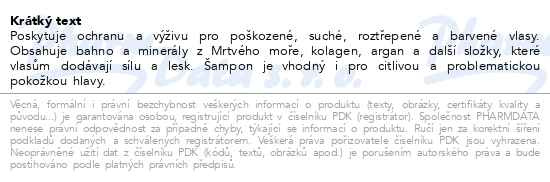 Příbalový leták - KESEM Arganový šampon s minerály z Mrtvého moře 50