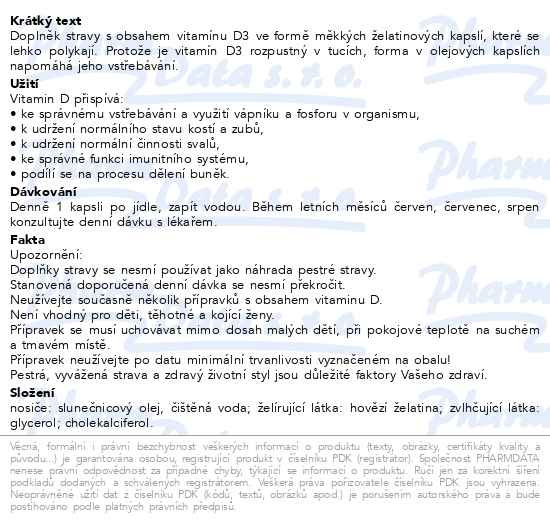 Příbalový leták - Vitamin D3 2000 I.U. cps.60 Generica