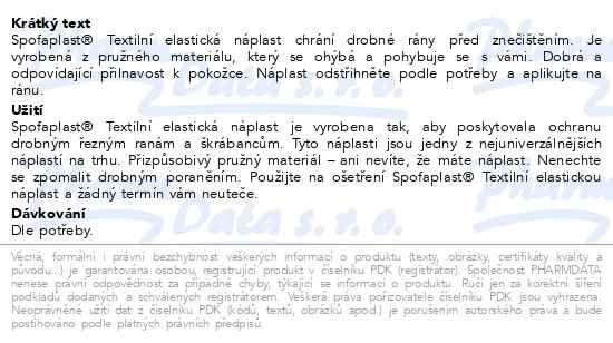 Příbalový leták - 3M Spofaplast 164 Textilní elastická náplast 1mx8cm