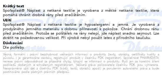 Příbalový leták - 3M Spofaplast 854 Náplast z netkané textilie 1mx6cm