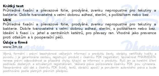 Příbalový leták - 3M Tegaderm transparentní převazovací fólie 6x7cm 1624W 100ks