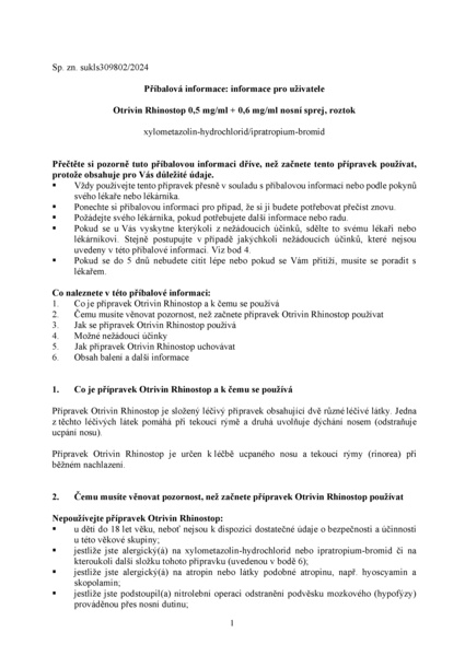 Příbalový leták (SUKL) - Otrivin Rhinostop nosní sprej při léčbě ucpaného nosu 10 ml