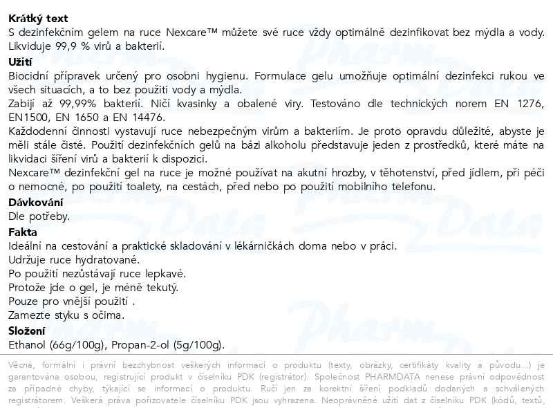 Příbalový leták - 3M Nexcare™ Dezinfekční gel na ruce, 25 ml