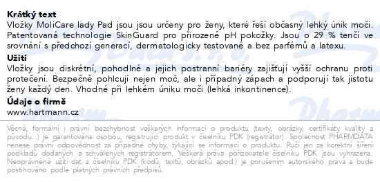 Příbalový leták - MoliCare Lady Pad inkont.vložky 1k 12ks