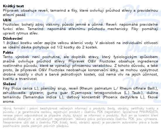 Příbalový leták - Fructolax Ovoce&Vláknina žvýkací kostky 12ks