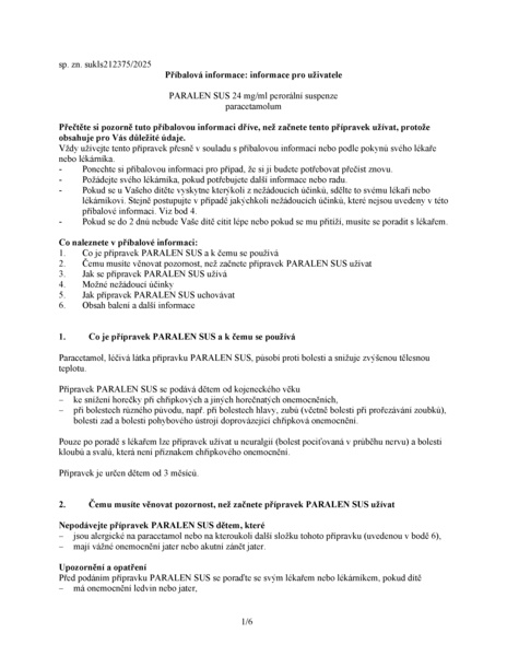 Příbalový leták (SUKL) - Paralen SUS 24mg/ml suspenze 100ml