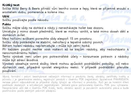 Příbalový leták - WoodWick Wild Berry&Beets vonná svíčka 275g