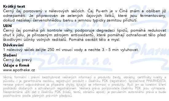 Příbalový leták - Apotheke Premier Pu-erh čaj 20x2g