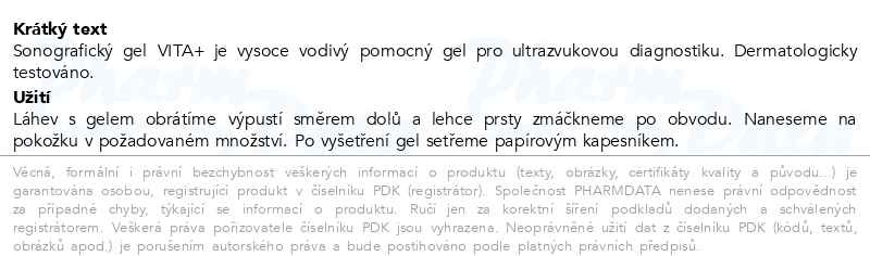 Příbalový leták - VITA + sonografický gel 500ml