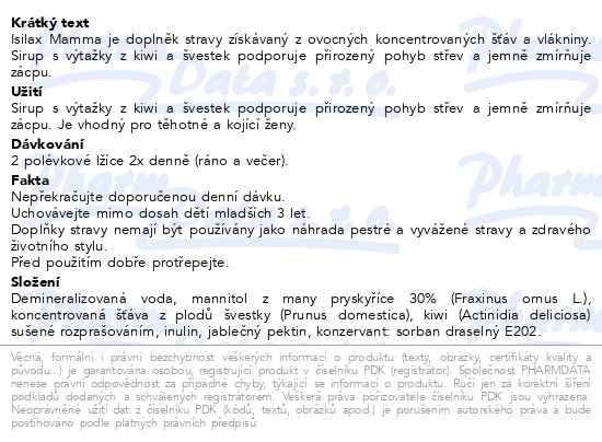 Příbalový leták - Isilax Mamma 200ml Pharmalife