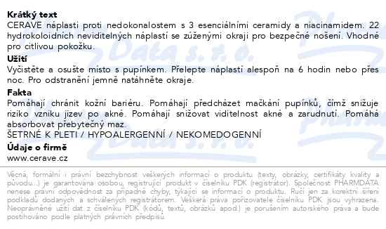 Příbalový leták - CeraVe Náplasti proti nedokonalostem 22ks