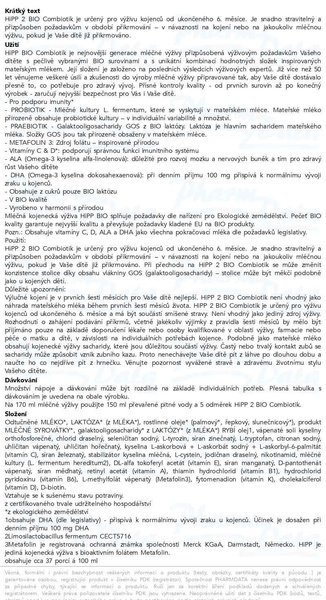 Příbalový leták - HiPP MLÉKO 2 BIO Combiotik 500g
