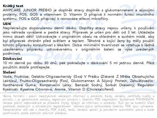 Příbalový leták - AMPcare JUNIOR Prebio 150ml
