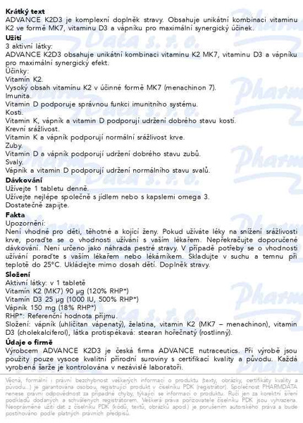 Příbalový leták - ADVANCE K2D3 60 tablet