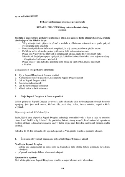 Příbalový leták (SUKL) - Reparil-Dragées 20mg tbl.ent.100