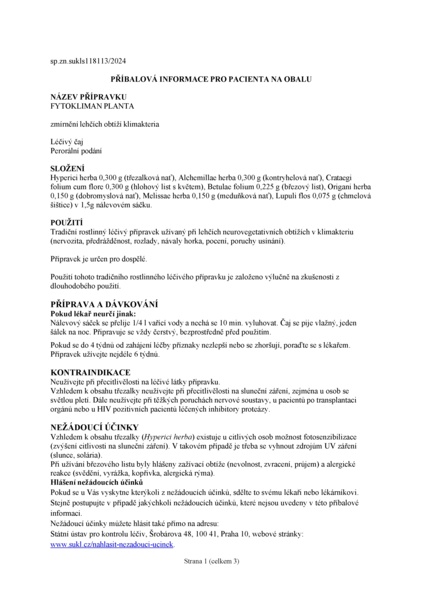 Příbalový leták (SUKL) - LEROS Fytokliman Planta spc.20x1.5g I sáčky