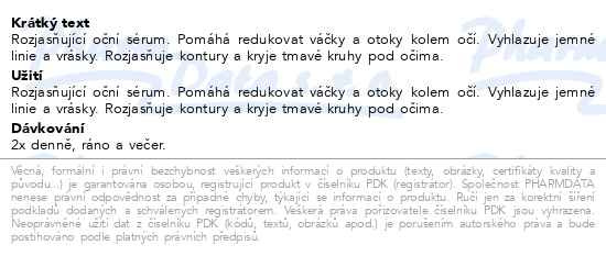 Příbalový leták - ENDOCARE Tensage Radiance Eye Countour 15ml