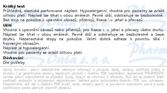 Příbalový leták - 3M Spofaplast 432 Fixační náplast transparentní fólie 25mm x 5m
