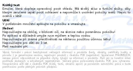 Příbalový leták - Emspoma Sport chladivá emulze 500ml