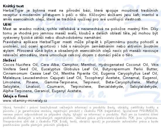 Příbalový leták - VitaHarmony HerbalTiger 25ml