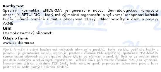 Příbalový leták - EPIDERMA bioaktivní CBD krém při Akné 30ml