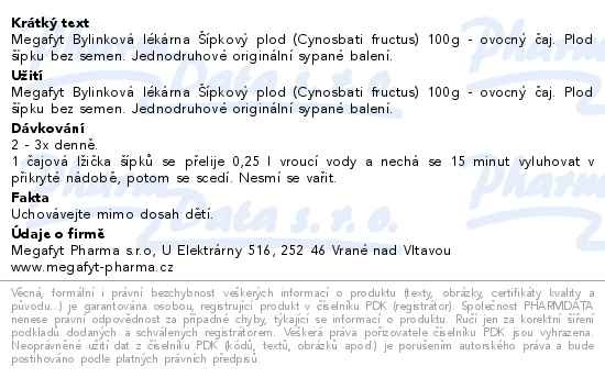 Příbalový leták - Megafyt Šípkový plod 100g